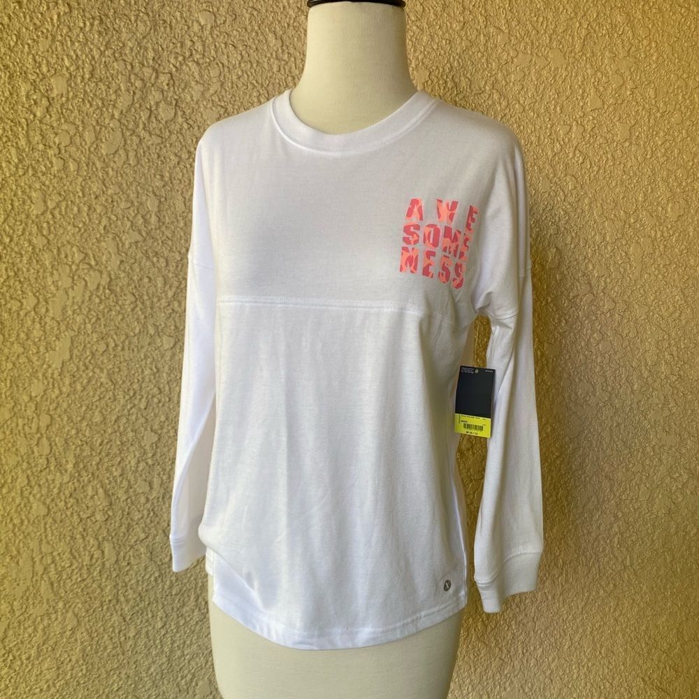 Xersion White Tank Top Long Sleeve Girl‎ M 10/12
